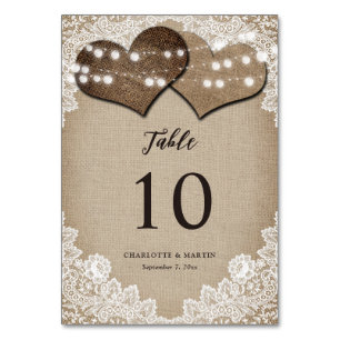 Vintage Rustikale Hochzeit Tischnummer