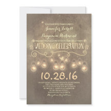 Vintage rustikale Hochzeitseinladung mit Lichtern