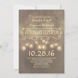 Vintage rustikale Hochzeitseinladung mit Lichtern Einladung