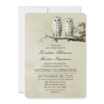 Vintage rustikale Hochzeitseinladungen mit OWL-Paa