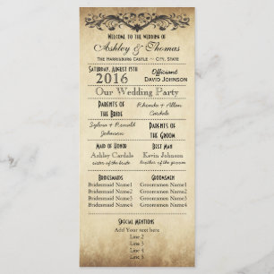 Vintage rustikale Hochzeitsprogramme Programm