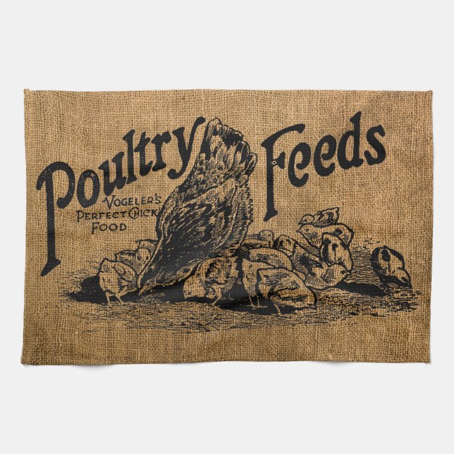 Vintage rustikale Imitate Burlap Poultry Füttre Sa Geschirrtuch (Horizontal)
