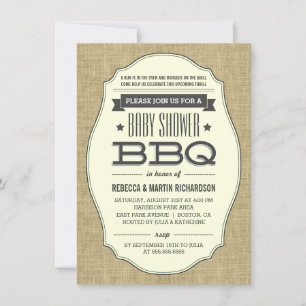 Vintage rustikale Jute-BBQ-Baby-Shower-Einladungen Einladung