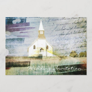 Vintage rustikale Kapelle Hochzeit Einladung