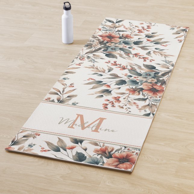 Vintage rustikale, kleine Blume Muster Name Monogr Yogamatte (Beispiel)