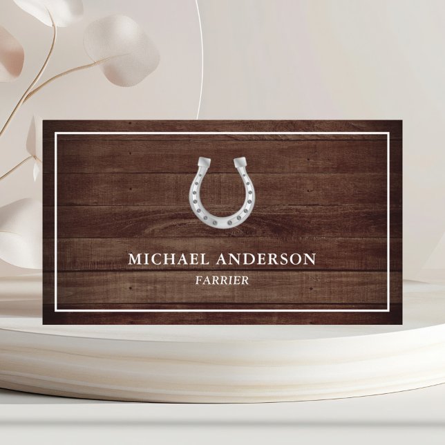 Vintage Rustikale Land Barn Wood Horseshoe Farrier Visitenkarte (Von Creator hochgeladen)