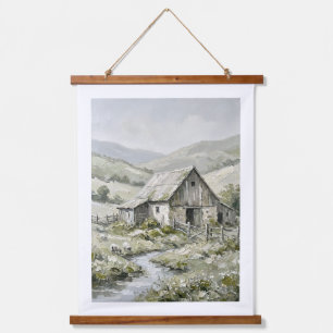 Vintage rustikale Landschafsbilder im Stil eines B Wandteppich Mit Holzrahmen