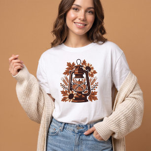 Vintage Rustikale Laterne Kürbis Thanksgiving Herb T-Shirt