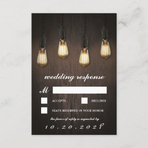 Vintage Rustikale Lichtschick Hochzeitskarten RSVP Karte