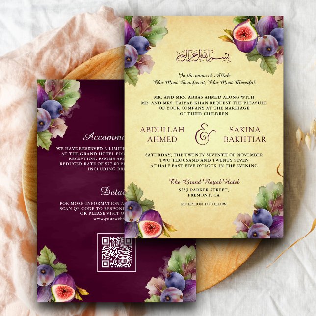 Vintage rustikale Lila Figs QR-Code für muslimisch Einladung (Von Creator hochgeladen)
