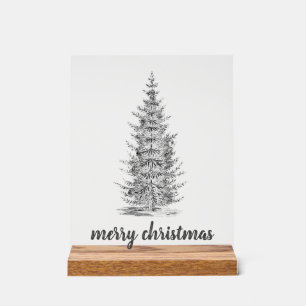 Vintage rustikale neutrale Fichten-Weihnachtsbaum Acrylschild