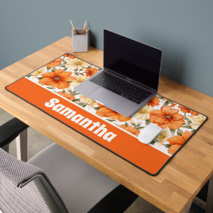 Vintage Rustikale Orange Herbstblumen Muster Schreibtischunterlage