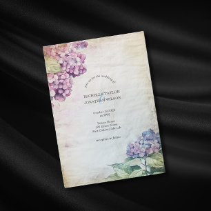 Vintage Rustikale Pastel Hydrangea Blume Einladung