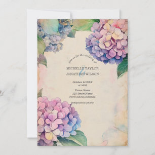Vintage Rustikale Pastel Hydrangea Blume Einladung