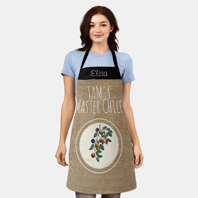 Vintage rustikale Pflaumenmus personalisierte Schü Schürze (Getragen)