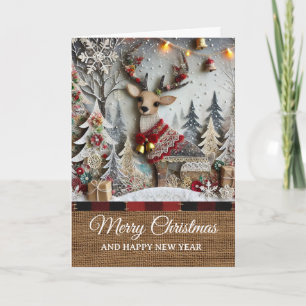 Vintage Rustikale Rentiere Frohe Weihnachten Karte
