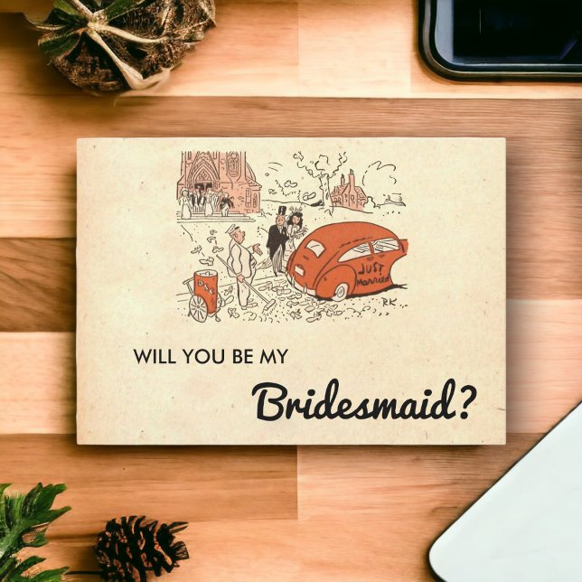 Vintage Rustikale Retro Couple Old Bridesmaid Card Einladung (Von Creator hochgeladen)