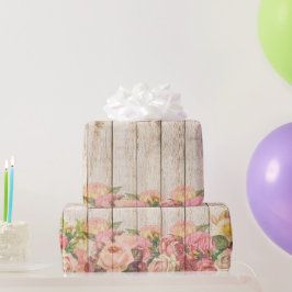 Vintage rustikale romantische Rose Holz Geschenkpapier