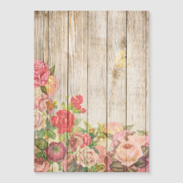 Vintage rustikale romantische Rose Holz Magnetkarte