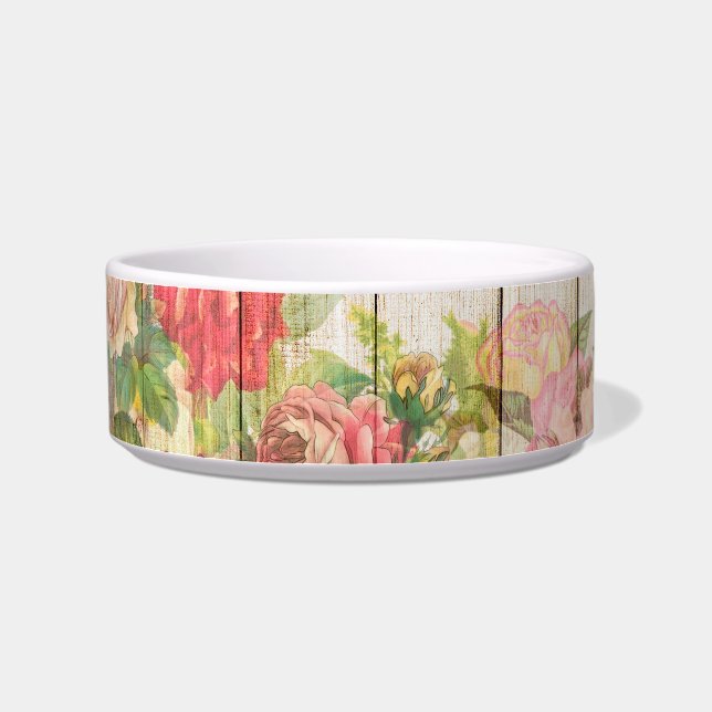 Vintage rustikale romantische Rose Holz Napf (Links)