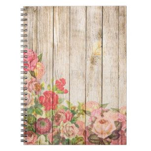 Vintage rustikale romantische Rose Holz Notizblock