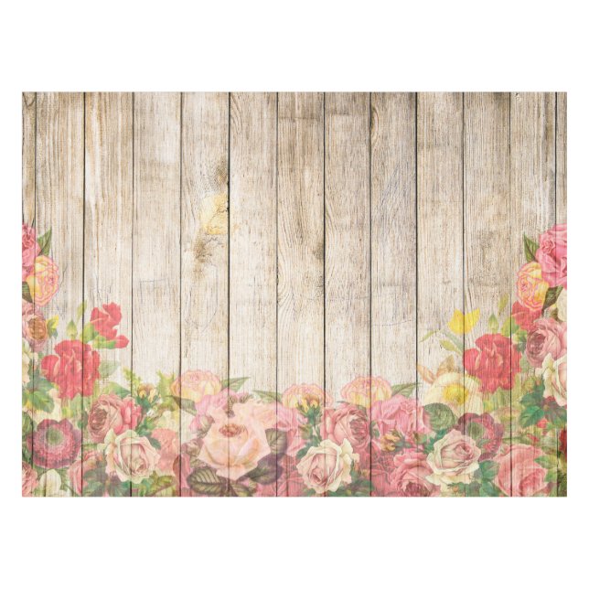 Vintage rustikale romantische Rose Holz Tischdecke (Vorderseite (Horizontal))