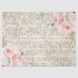 Vintage rustikale Rose Alte Buchstabendekoupage Seidenpapier