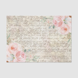 Vintage rustikale Rose Alte Buchstabendekoupage  Seidenpapier