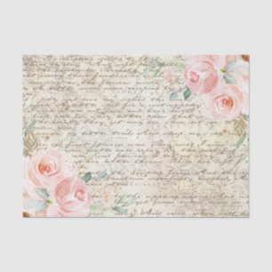 Vintage rustikale Rose Alte Buchstabendekoupage Seidenpapier