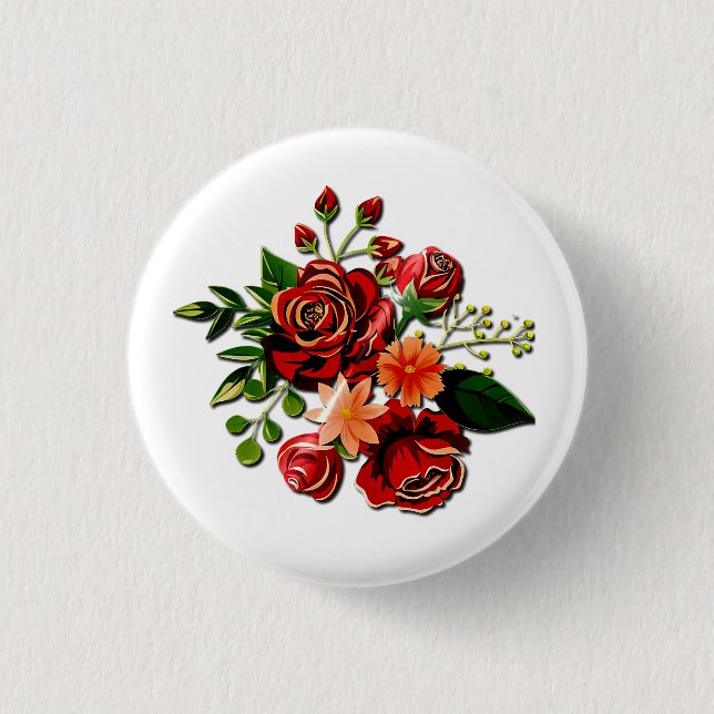 Vintage rustikale Rose Blume Niedlich weiß Button (Vorderseite)