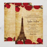 Vintage rustikale Rose Eiffelturm Quinceañera