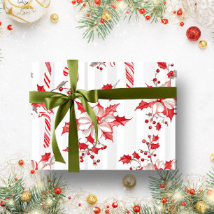 Vintage rustikale Rote Flora Botanische Weihnachte Geschenkpapier