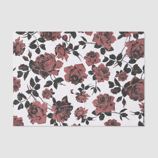 Vintage rustikale Rote Rosen Seidenpapier (Vorderseite)