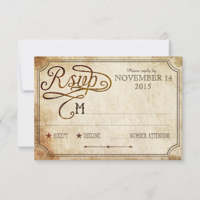 Vintage Rustikale RSVP-Karte RSVP Karte (Vorderseite)