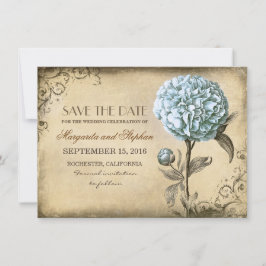 Vintage rustikale Save the Date-Karte mit blauer T Date