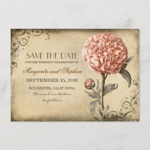 Vintage rustikale Save the Date Karte mit rosa