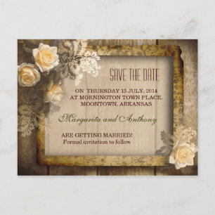 vintage rustikale Save-the-Date-Postkarten Ankündigungspostkarte