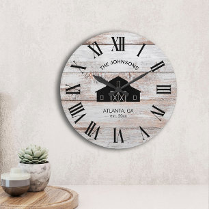 Vintage rustikale Scheunen-Schiffsplanken-Familien Große Wanduhr