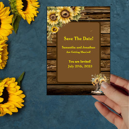 Vintage rustikale Sonnenblumen Land Save the Date Einladung