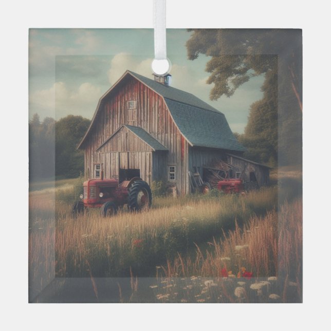 Vintage/rustikale Stallkunst Ornament Aus Glas (Vorderseite)