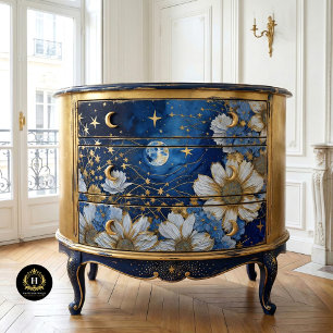 Vintage Rustikale Sternenmond-Dekoupage Seidenpapier