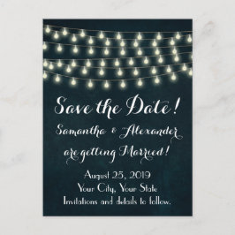 Vintage rustikale String-Lichter Save the Date Ankündigungspostkarte