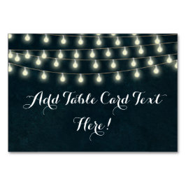 Vintage rustikale String Lights Hochzeitsplatz Tischnummer