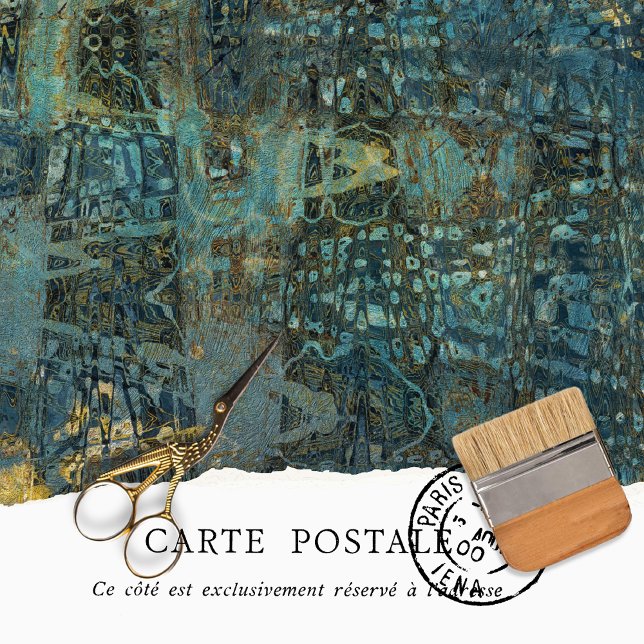 Vintage rustikale Textur Blue Gold Decoupage Seidenpapier (Von Creator hochgeladen)