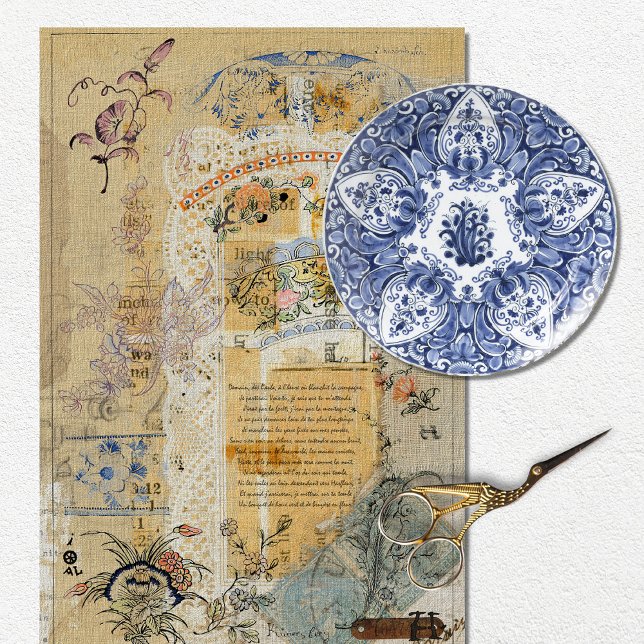 Vintage rustikale Textur Burlap Blumen Dekoupage Seidenpapier (Von Creator hochgeladen)