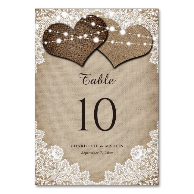 Vintage Rustikale Tischnummer-Karten Tischnummer (Vorderseite)