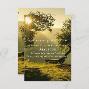 Vintage Rustikale Tree String of Lights Hochzeit Einladung