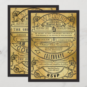 Vintage-Rustikale-Typografie-Ticket-Hochzeit  Einladung