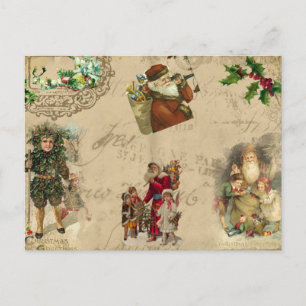 Vintage rustikale viktorianische Weihnachtscollage Postkarte