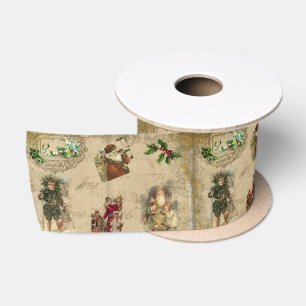 Vintage rustikale viktorianische Weihnachtscollage Satinband